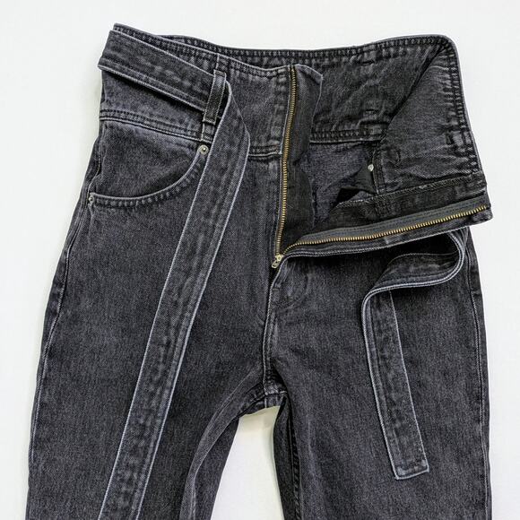 Reformation Belted Skinny Jeans 26 Gray Black High Rise Tie Waist Skinny EUC ✨ - Picture 5 of 10